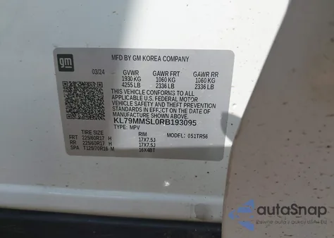 2024 Chevrolet Trailblazer Fwd Ls from USA, damaged, VIN KL79MMSL0RB193095